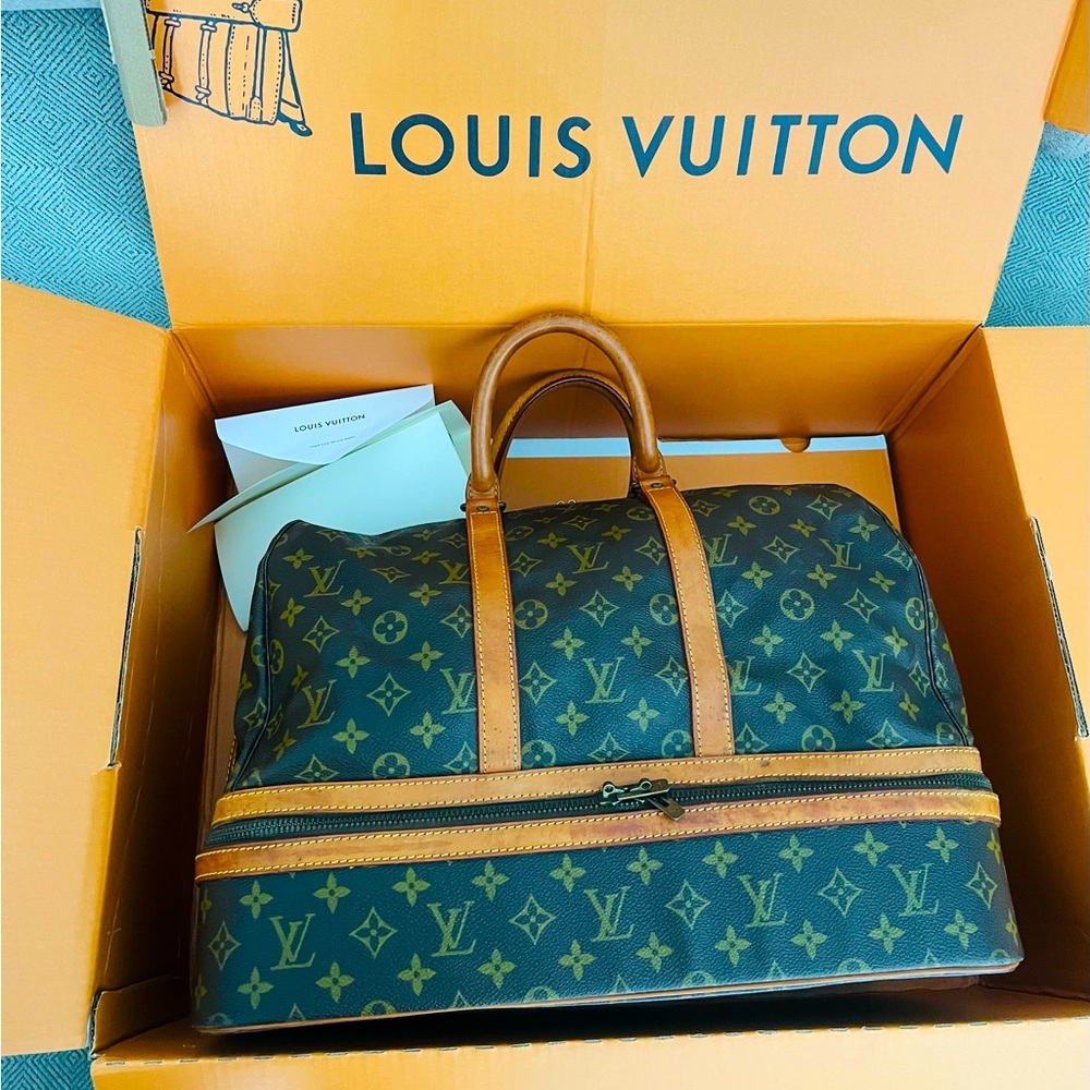 Louis Vuitton Sac Sport RARE Vintage Monogram Canvas Duffel Dual Compartment